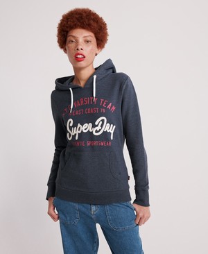 Superdry NYC Varsity Női Kapucnis Pulóver Sötétkék | JDRUA5314